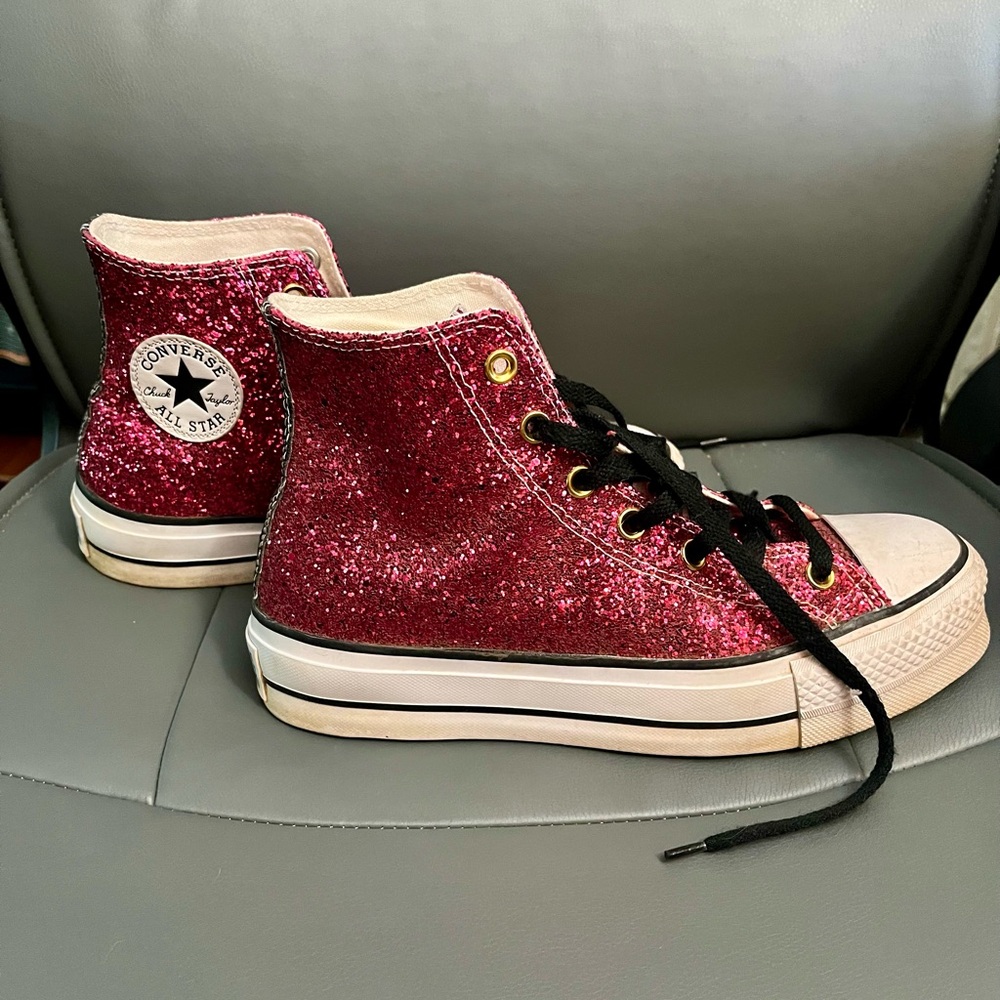 Converse All Star Glitter Platform High Tops Chuck Taylor Women’s Size 9
